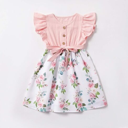 IFFEI Matching Family Dresses Cotton Ruffle Decor Mommy and Me Matching Dress in Saudi Arabia