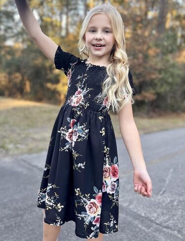 Arshiner Girls Casual Summer Floral Sleeveless Sundress Holiday Cami Dress for 4-13 Years in Saudi Arabia