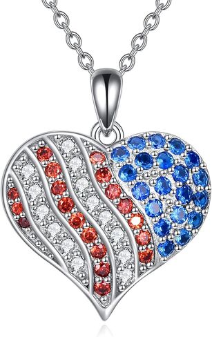 American Flag Necklaces US Flag 925 Sterling Silver Patriotic Necklace in Saudi Arabia