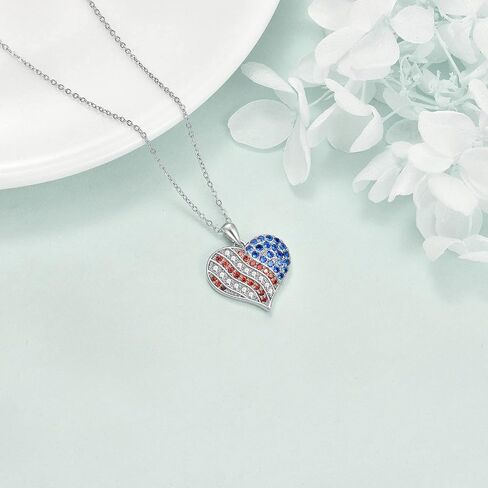 American Flag Necklaces US Flag 925 Sterling Silver Patriotic Necklace in Saudi Arabia