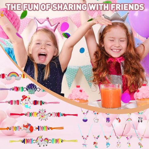 MJartoria 24Pcs Woven Friendship Bracelets and Necklaces Set Jewelry for Girls with Unicorn Panda Charm Friendship Jewelry Unicorn Gift for Girls in Saudi Arabia