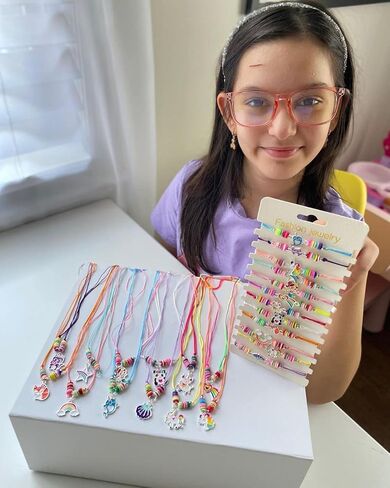 MJartoria 24Pcs Woven Friendship Bracelets and Necklaces Set Jewelry for Girls with Unicorn Panda Charm Friendship Jewelry Unicorn Gift for Girls in Saudi Arabia