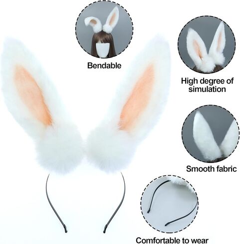 Ayliss آذان عصابات فروي أرنب الأذن الذئب أغطية الرأس الحيوان هالوين عقال خوذة تأثيري حلي عصابات رأس الحفلات in Kuwait