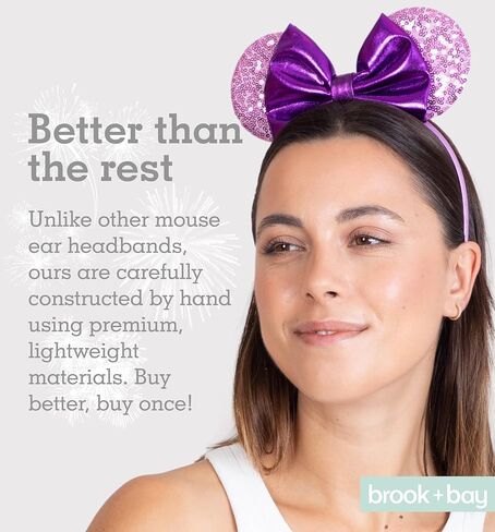 عصابة رأس بروك + باي لامعة على شكل أذن الفأر - ميني آذان وميكي آذان - عصابات رأس على شكل فيونكة للبالغين - آذان تنكرية للأطفال والكبار in Kuwait