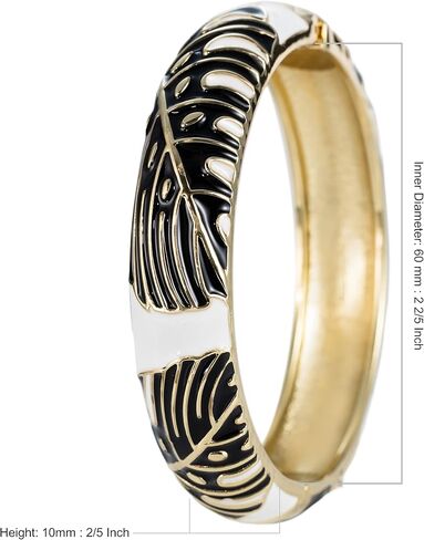 Aloha Jewelry Company Hawaiian Monstera Luau Leaves Hinged Clasp Fashion Enamel Bangle Bracelet in Kuwait