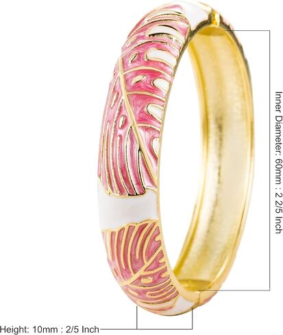 Aloha Jewelry Company Hawaiian Monstera Luau Leaves Hinged Clasp Fashion Enamel Bangle Bracelet in Kuwait