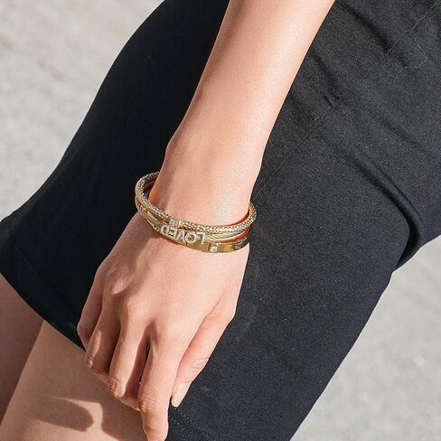 WISTIC مطروق التراص ثقب رقيقة الإسورة للنساء الفولاذ المقاوم للصدأ معدن مطلي بالذهب الكفة مجوهرات للفتيات هدية in Kuwait