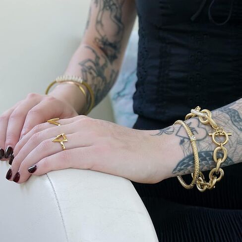 WISTIC مطروق التراص ثقب رقيقة الإسورة للنساء الفولاذ المقاوم للصدأ معدن مطلي بالذهب الكفة مجوهرات للفتيات هدية in Kuwait