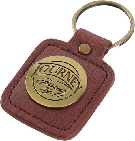 Brown Faux Leather Keychain | Journey - Jeremiah 29:11 | Christian Gifts for Men in Saudi Arabia