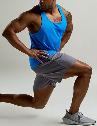 ATHLIO Men's Dry Fit Muscle Workout Tank Tops, Y-Back Bodybuilding Gym Shirts, Athletic Fitness Tank Top in Kuwait