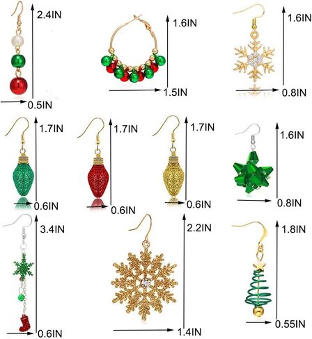 Christmas Earrings for Women Christmas Tree JingleBall Snowflake Bow Flower Dangle Earrings Holiday Earrings for Girls in Saudi Arabia