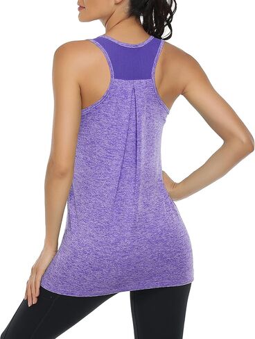 Miusey Muscle Tank تجريب أعلى Racerback بنيت في حمالة صدر مبطنة للنساء الصيف عارضة، السيدات بلا أكمام رياضية اليوغا الصالة الرياضية الجري المشي لمسافات طويلة فضفاضة تناسب الرطوبة فتل الملابس Activewear الأرجواني S in Kuwait