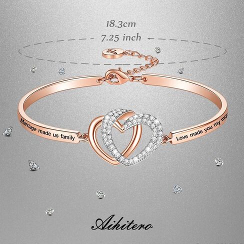 Aihitero Christmas Mother/Daughter/Sister in Law Gift, ‘Marriage Made Us Family Love Made You My Mom/Daughter/Sister’ Bangle Bracelet, Women Girls Wedding Jewelry, Birthday Xmas Present for Step Sis in Kuwait