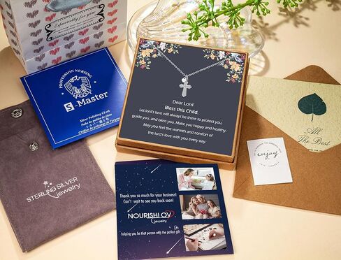 فتاة هدية المعمودية الأولى، قلادة من الفضة الاسترليني على شكل قلب متقاطع للنساء، هدايا المناولة الأولى، المعمودية المسيحية، هدية LDS، هدايا تأكيد للفتيات المراهقات، هدايا عيد الفصح للابنة الروحية in Kuwait