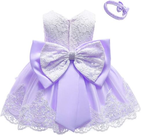 0-6T Toddler Baby Girl Embroidered Tutu Ball Gown Lace Dresses with Headwear in Kuwait