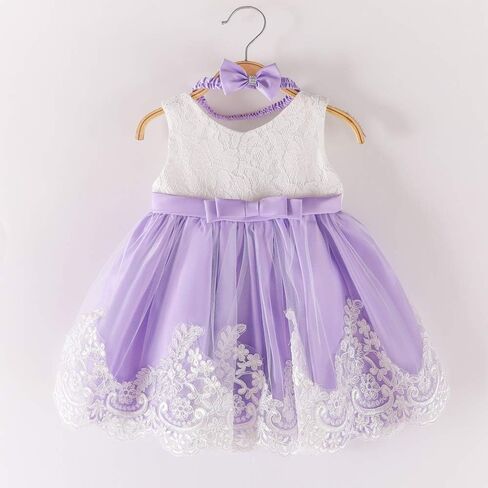 0-6T Toddler Baby Girl Embroidered Tutu Ball Gown Lace Dresses with Headwear in Kuwait