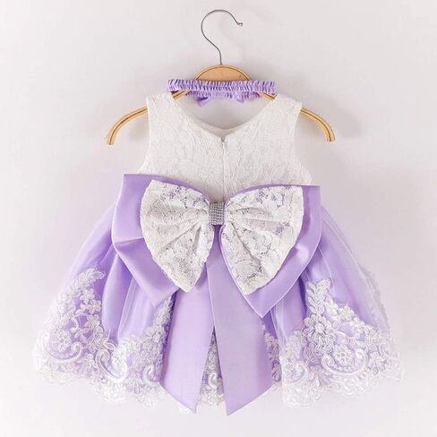 0-6T Toddler Baby Girl Embroidered Tutu Ball Gown Lace Dresses with Headwear in Kuwait