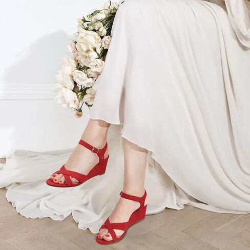 PIZZ ANNU Women's Wendy Low Wedge Sandals Ankle Strap Espadrille Open Toe Casual Summer Women Wedge Heels Shoes in Saudi Arabia