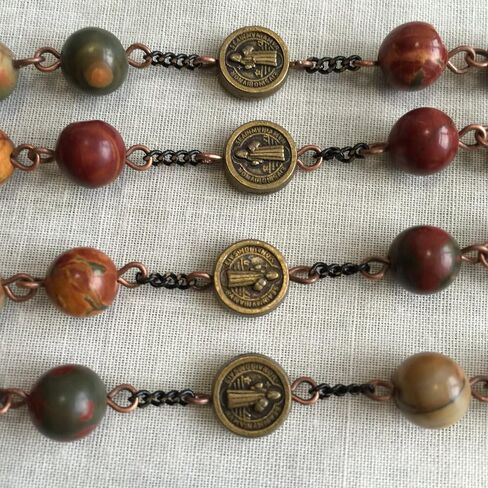 elegantmedical HANDMADE Catholic First Communion PICASSO STONE Beads 5 DECADE Rosary Gift Cross Necklace in Saudi Arabia