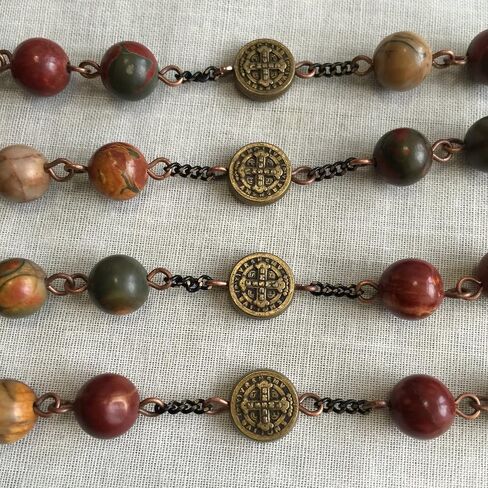 elegantmedical HANDMADE Catholic First Communion PICASSO STONE Beads 5 DECADE Rosary Gift Cross Necklace in Saudi Arabia