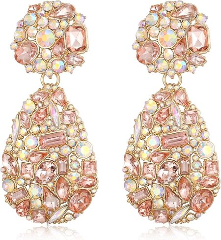 EVER FAITH Glamour حجر الراين بيان الأقراط، أزياء أنيقة آرت ديكو سباركلي ماركيز قطرة الماء كريستال تتدلى أقراط مثقوبة للنساء الفتيات in Kuwait