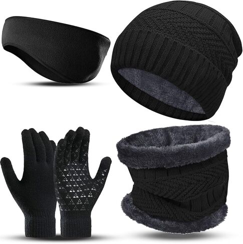 مجموعة دفء الشتاء المكونة من 5 قطع تتضمن قبعات صغيرة شتوية ووشاح وقفازات تدفئة وقناع تزلج لتدفئة الوجه وتدفئة للأذن in Kuwait