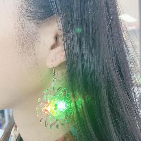 LED Lights Christmas Tree Dangle Drop Earrings for Women Girls Light Up Snowflake Hook Earrings Hoops Studs Statement Xmas Holiday Cute Jewelry Gifts in Kuwait