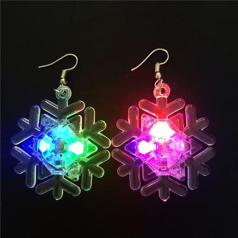 LED Lights Christmas Tree Dangle Drop Earrings for Women Girls Light Up Snowflake Hook Earrings Hoops Studs Statement Xmas Holiday Cute Jewelry Gifts in Kuwait