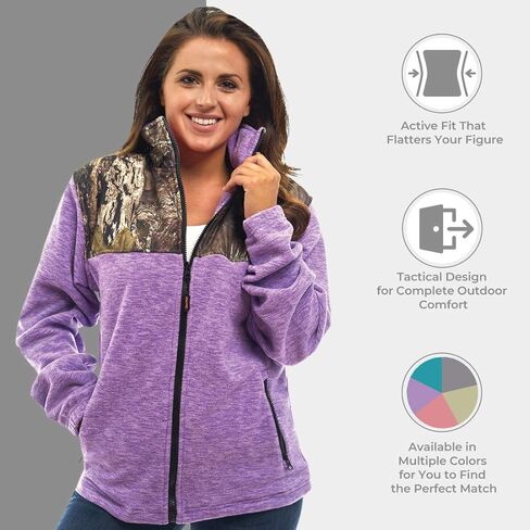 TrailCrest Women's C-Max Full Zip Polar Fleece Jacket Mossy Oak Camo Patterns in Kuwait