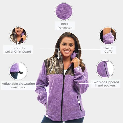 TrailCrest Women's C-Max Full Zip Polar Fleece Jacket Mossy Oak Camo Patterns in Kuwait