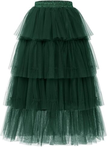 تنورة Timormode النسائية من التول، تنورة طويلة بطول الشاي، تنورة متدرجة بخصر مطاطي، تنانير توتو لحفلات العودة للوطن in Kuwait