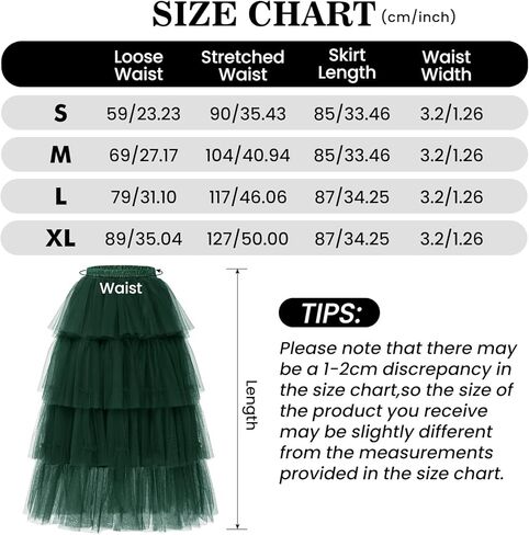 تنورة Timormode النسائية من التول، تنورة طويلة بطول الشاي، تنورة متدرجة بخصر مطاطي، تنانير توتو لحفلات العودة للوطن in Kuwait