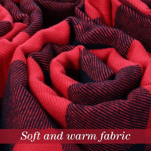4 Pcs Winter Buffalo Plaid Blanket Scarf for Women Kids Neck Wrap Scarf Bulk Buffalo Black and Red Check Scarves Grid Warm Scarf Soft Chunky Surface for Family Women Men Kid Girl and Boy Dog Xmas in Saudi Arabia