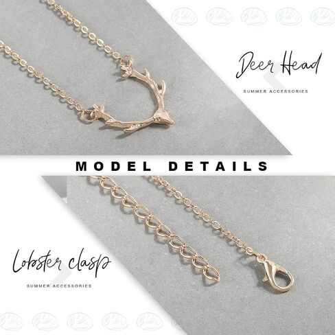 عقد بسيط بقلادة قرن الوعل من كلوس، قلادة ذهبية قصيرة سلسلة مجوهرات للنساء والفتيات, 17.9 inches in Kuwait