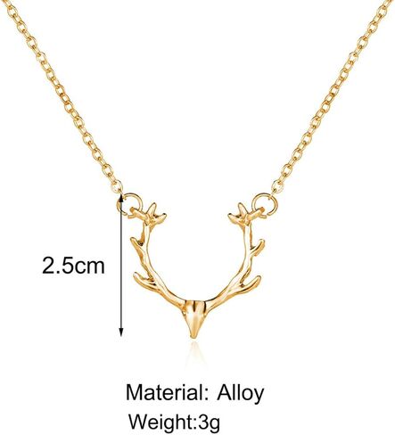 عقد بسيط بقلادة قرن الوعل من كلوس، قلادة ذهبية قصيرة سلسلة مجوهرات للنساء والفتيات, 17.9 inches in Kuwait