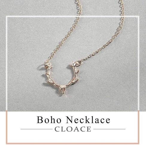 عقد بسيط بقلادة قرن الوعل من كلوس، قلادة ذهبية قصيرة سلسلة مجوهرات للنساء والفتيات, 17.9 inches in Kuwait