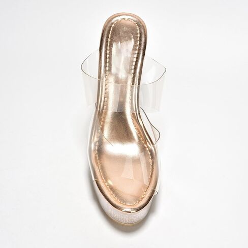 Women's Clear Platform Stiletto Heels | Slip-On Rhinestone Transparent Straps, Round Toe (Ferrara) in Saudi Arabia