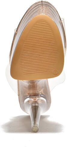 Women's Clear Platform Stiletto Heels | Slip-On Rhinestone Transparent Straps, Round Toe (Ferrara) in Saudi Arabia