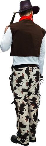 لوازم حفلات ماكسيموم طقم زي رعاة البقر الفاخر للرجال البالغين للهالوين من 7 قطع يتضمن سترة وشرائط وحزام وقبعة جلدية ومنديل للرقبة وسوط جلدي وشارة نجمة in Kuwait