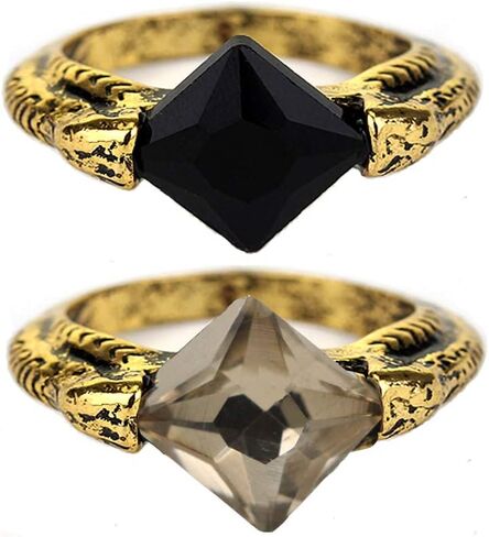 MAIWEIXI Crystal Ring Deathly Hallows Horcrux Ring Resurrection Stone Retro Bronze (Black&Grey) in Kuwait