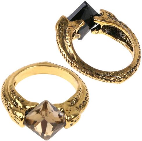 MAIWEIXI Crystal Ring Deathly Hallows Horcrux Ring Resurrection Stone Retro Bronze (Black&Grey) in Kuwait