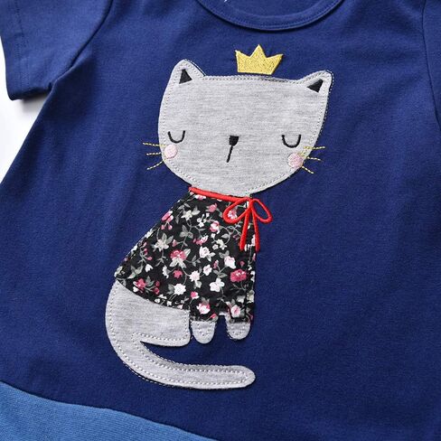 DXTON Toddler Baby Girls Dresses Summer Short Sleeves Dresses Outfits 2-12T in Kuwait