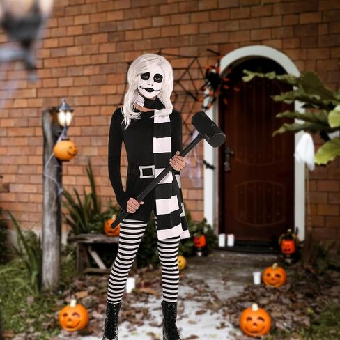 Alice The Psycho Costume - Women Large (12-14) Bewitching Black & White Outfit Perfect For Halloween & Costume Parties - 1 Set in Saudi Arabia