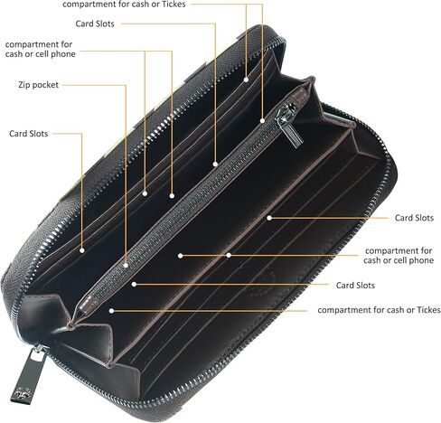 MrBullock Genuine Leather Wallet for Men with Zipper Clutch Bag Mens Handbag purpose for Man 12 inches Long Personalized Minimalist Multifunctional in Kuwait