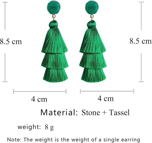 MALOYANVE Layered Tassel Earrings for Women Girls Colorful Bohemian Tree-shaped Tiered Tassel Druzy Stud Dangle Drop Earrings Costume Jewelry Birthday Christmas Valentines Day Gift in Kuwait