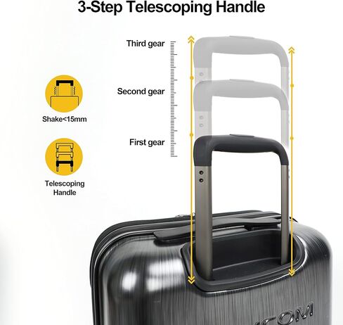 NEWCOM Hardside Carry On Luggage Front Opening Suitcase With USB Charging Port, TSA Lock, double wheel 20-inch gray in Kuwait