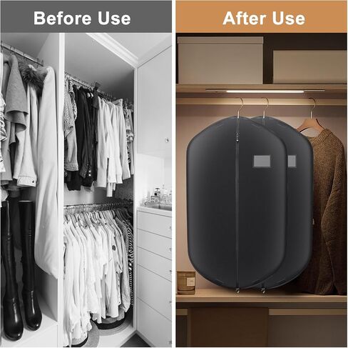Garment Bags for Hanging Clothes,Black Suit Bags for Storage or Men Travel,Transparent Card Bag.(40"x22") in Saudi Arabia