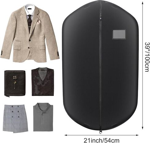 Garment Bags for Hanging Clothes,Black Suit Bags for Storage or Men Travel,Transparent Card Bag.(40"x22") in Saudi Arabia