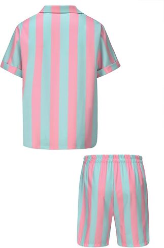 RAAIBB Ken Costume Men Adult 2023 Movie Cosplay Suit Striped Shirt Shorts Beach Vacation Outfit Halloween Costumes in Kuwait