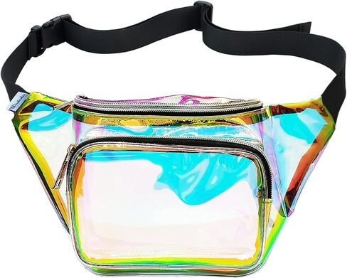 Gold Fanny Pack for Women Party Waist Festival Money Belt Leather Pouch Concert Holographic Wallet Bum Bag Tote in Saudi Arabia